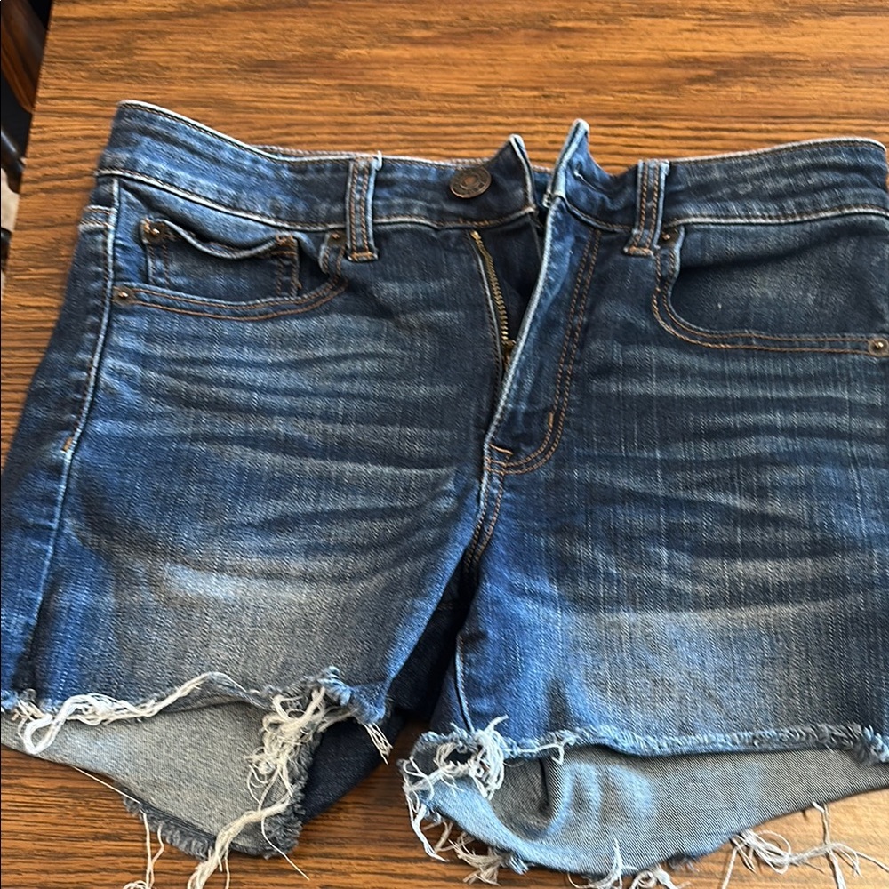 American Eagle Outfitters Blue Distressed Jean Shorts